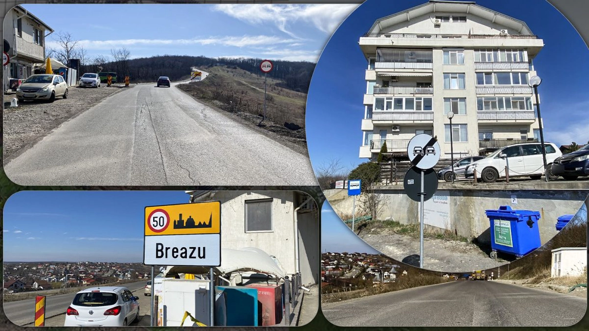 Blocul din Breazu care distruge DJ282. Acesta nu are canalizare, iar drenajul fosei septice afectează drumul județean - FOTO