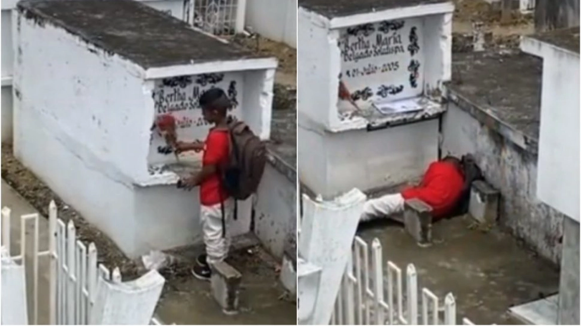 Momentul cutremurător în Mexic. Imagini virale cu un băieţel de 10 ani ce doarme la mormântul mamei sale - VIDEO