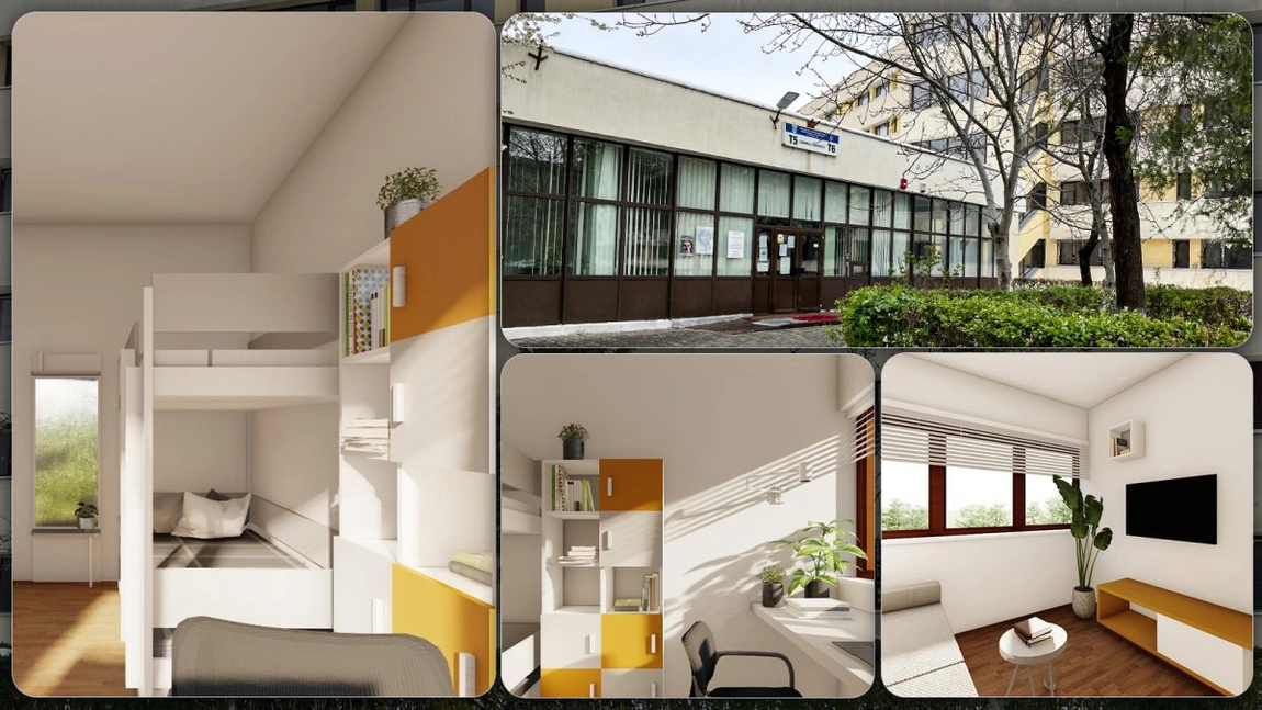 Studenții din campusul „Tudor Vladimirescu” vor avea, în camere, mobilă făcută la comandă! Valoarea investiției este de 380.000 de euro - FOTO