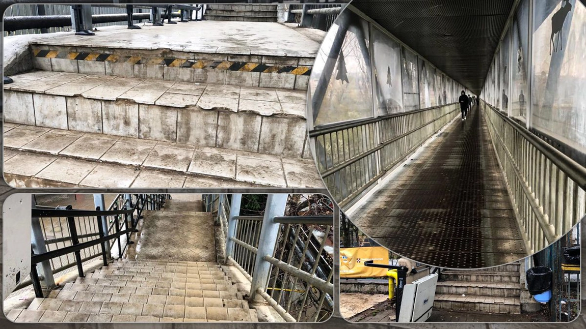 Pasarela pietonală Alexandru cel Bun a început să se deterioreze din nou. „Arată oribil. Parcă nici nu a fost modernizată” - FOTO