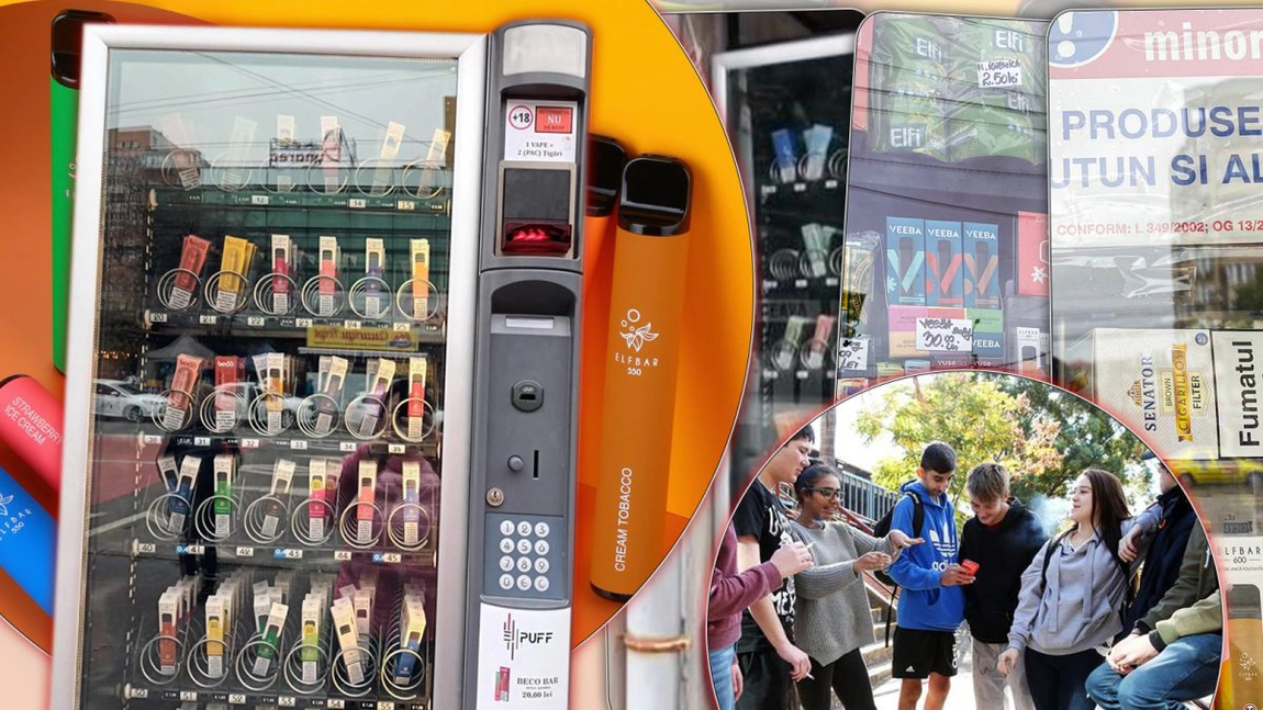 Peste noapte, în Iași au apărut automate care vând țigări electronice de unică folosință. Minorii se numără printre cei mai fideli consumatori: „Le cumpăr de la chioșcul de lângă școală” - FOTO