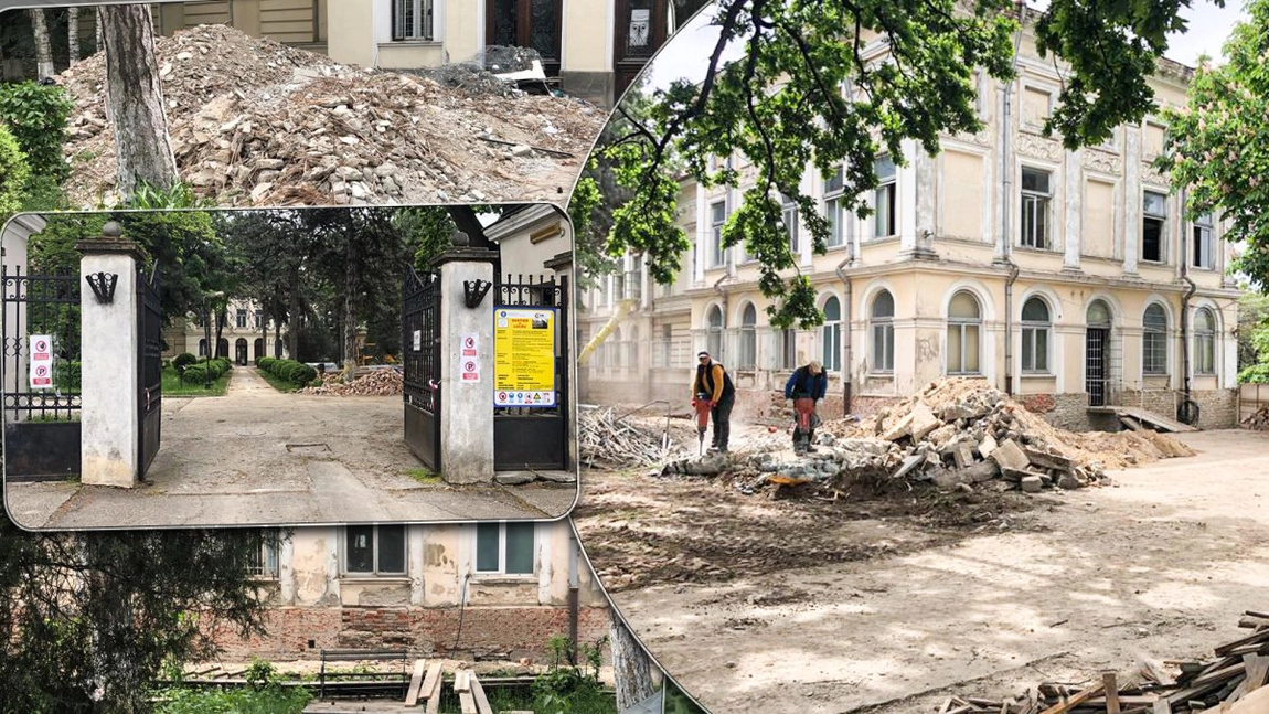 Ieșenii sunt sufocați de praful creat de Mitropolie. Lucrările de reparații la Facultatea de Teologie încalcă normele privind protecția mediului - FOTO