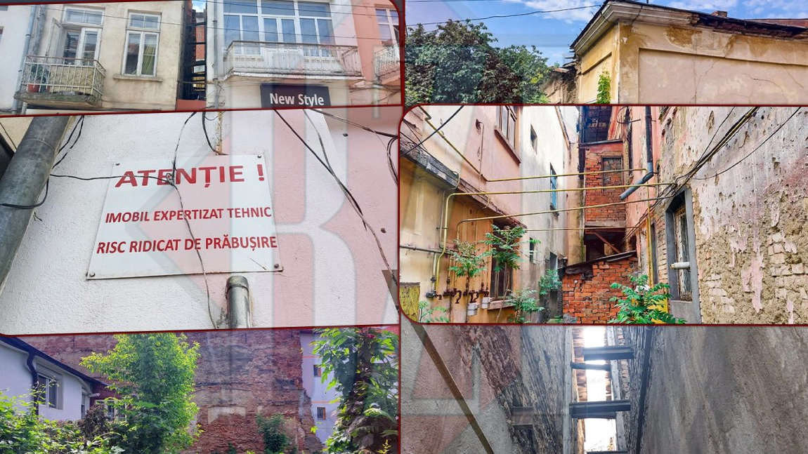 Cărămizile încep să se desprindă de la clădirile din centrul Iașului. Acestea pot reprezenta un adevărat pericol pentru trecători - FOTO