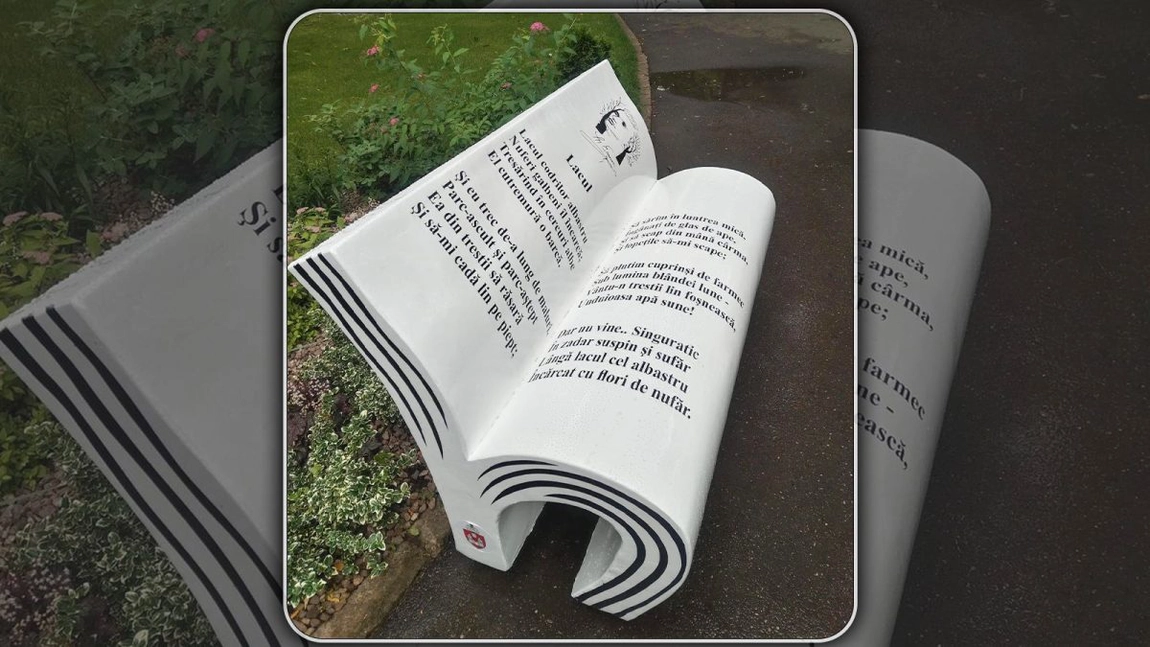 Atracție în parcul Copou! Bănci personalizate cu versuri din poeziile lui Mihai Eminescu