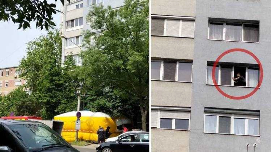 Negocierile continuă în cazul bărbatului care amenință că se aruncă de la etajul 7 al unui bloc din Timișoara - UPDATE