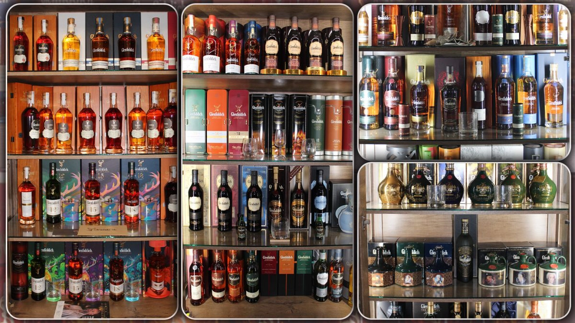 Este unul dintre puținii români care dețin o astfel de colecție. Membru al „Whisky Club Iași”, bărbatul a ajuns să dețină mărci importante. „Una este din porțelan, suflată în aur. E dintr-o serie de 6 sticle” - FOTO