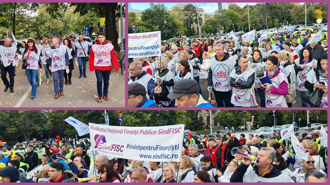 Sindicaliștii din Finanțe protestează. Dacă nemulțumirile nu vor fi rezolvate, angajații vor declanșa grevă