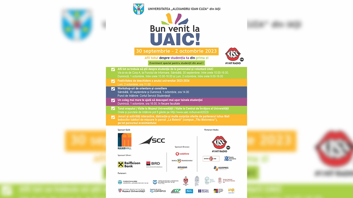 Astăzi începe „Bun venit la UAIC 2023”, un eveniment dedicat bobocilor - VIDEO