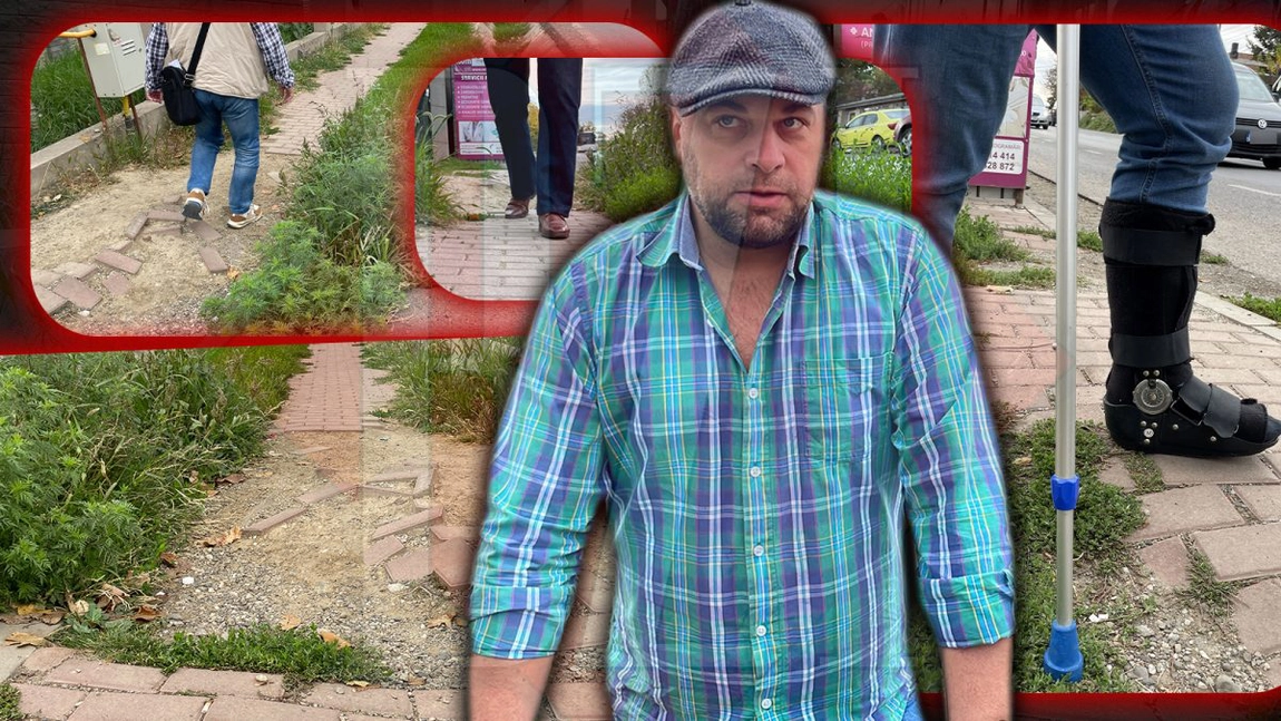 Pericol de moarte pe acest drum din Iași! Un bărbat a ajuns la spital cu piciorul rupt după ce a călcat într-o groapă. „Îi voi da în judecată, voi cere despăgubiri” - FOTO