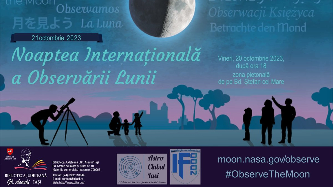Noaptea Internațională a Observării Lunii. Eveniment duplex Iași – Târgu Frumos