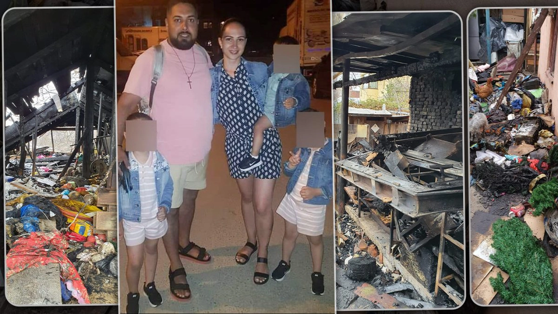 Toată agoniseala de-o viață s-a dus! Trei copii plâng de teama că Moș Crăciun va trece pe lângă casa lor arsă și nu îi va găsi unde stau cu chirie în Iași - FOTO