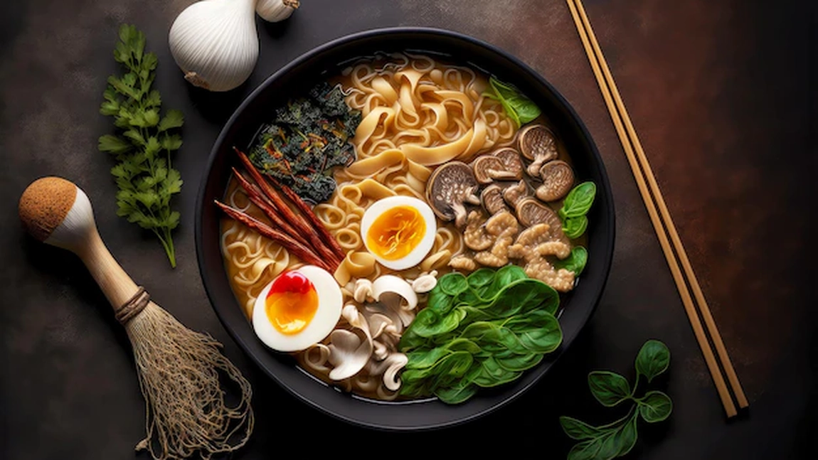 Rețetă de noodles din făină de grâu. Ramen gata în 5 minute