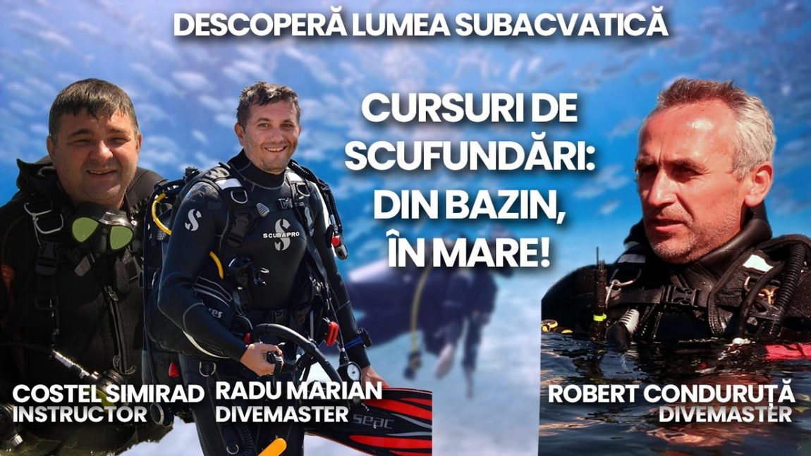 LIVE VIDEO - Cursuri de scufundări: din bazin, în mare! Despre lumea subacvatică discută Radu Marian, Robert Conduruță și Costel Simirad - FOTO
