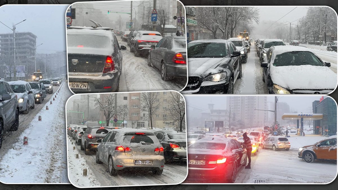 Iașul a fost paralizat! Prima ninsoare serioasă a „înghețat” tot traficul rutier. Două ore și jumătate din Lunca Cetățuii până în zona Palat, la fel și din Bucium - FOTO/VIDEO