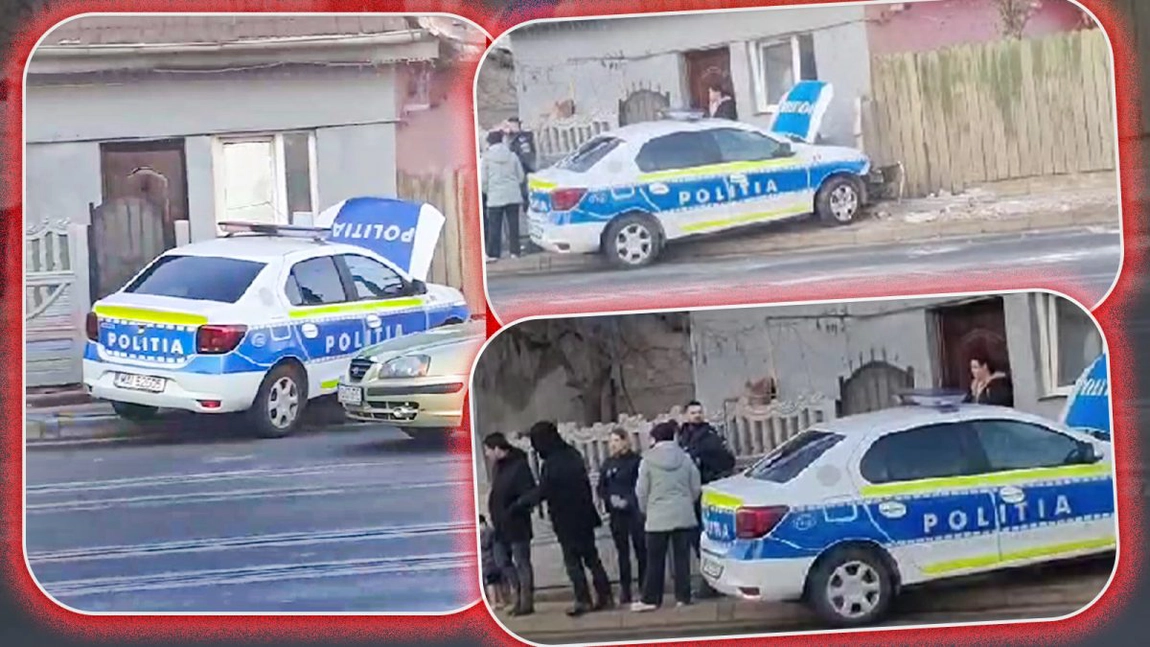 Un tânăr agent de poliție din Iași, cu puțin peste un an de experiență, a distrus un gard în Tătărași și a avariat serios autospeciala pe care o conducea. Putea provoca o tragedie din cauza vitezei - FOTO/VIDEO