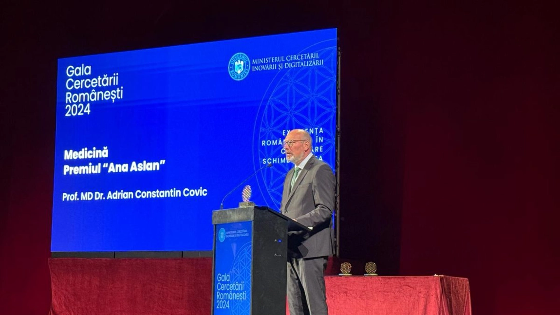 UMF Iași a strălucit la Gala Cercetării Românești: prof. univ. dr. Adrian Covic a câștigat marele premiu pentru Medicină, iar echipa Mavis un premiu special de excelență