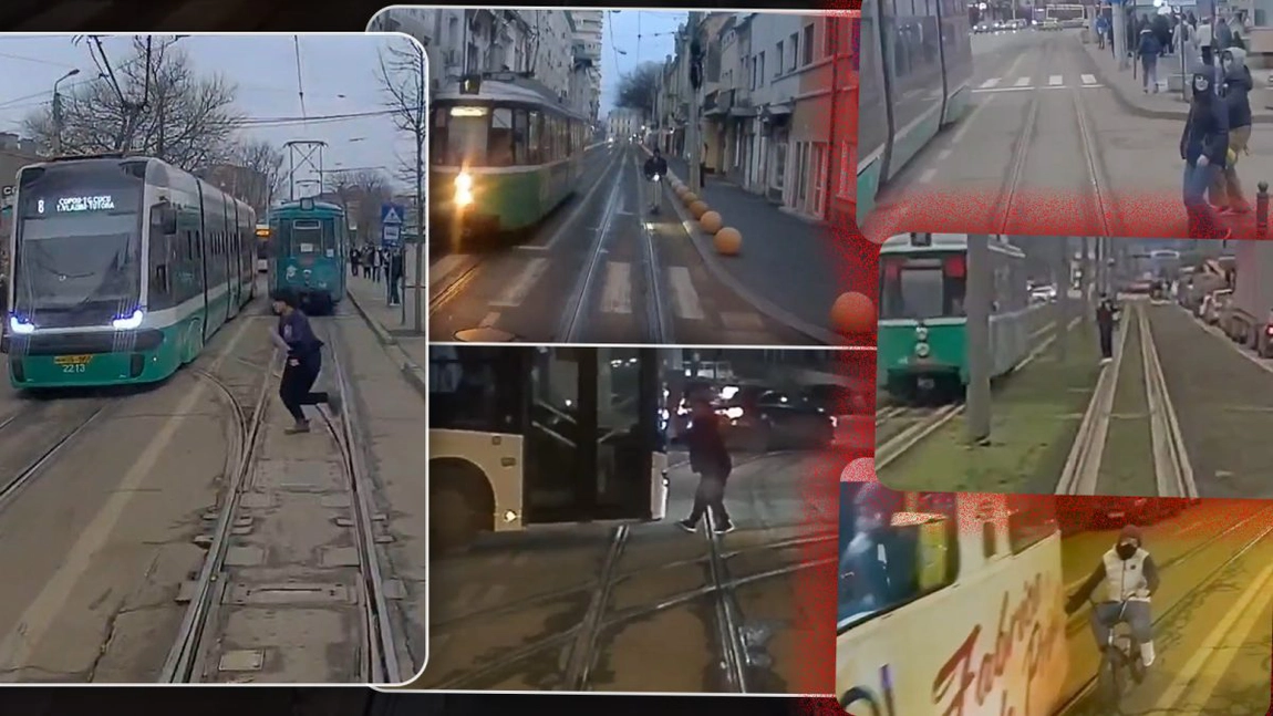 Imagini incredibile, filmate de camerele montate în cabina vatmanilor! Iată în ce ipostază a fost surprins un biciclist din Iași - FOTO/VIDEO