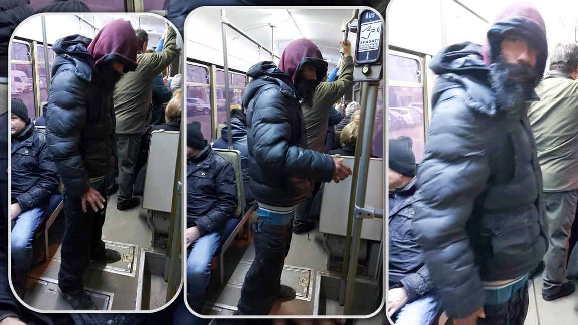Un individ dubios i-a băgat în sperieți pe ieșeni. Umblă prin tramvaie și lovește oamenii la întâmplare: „A coborât și i-a dat un pumn” - FOTO