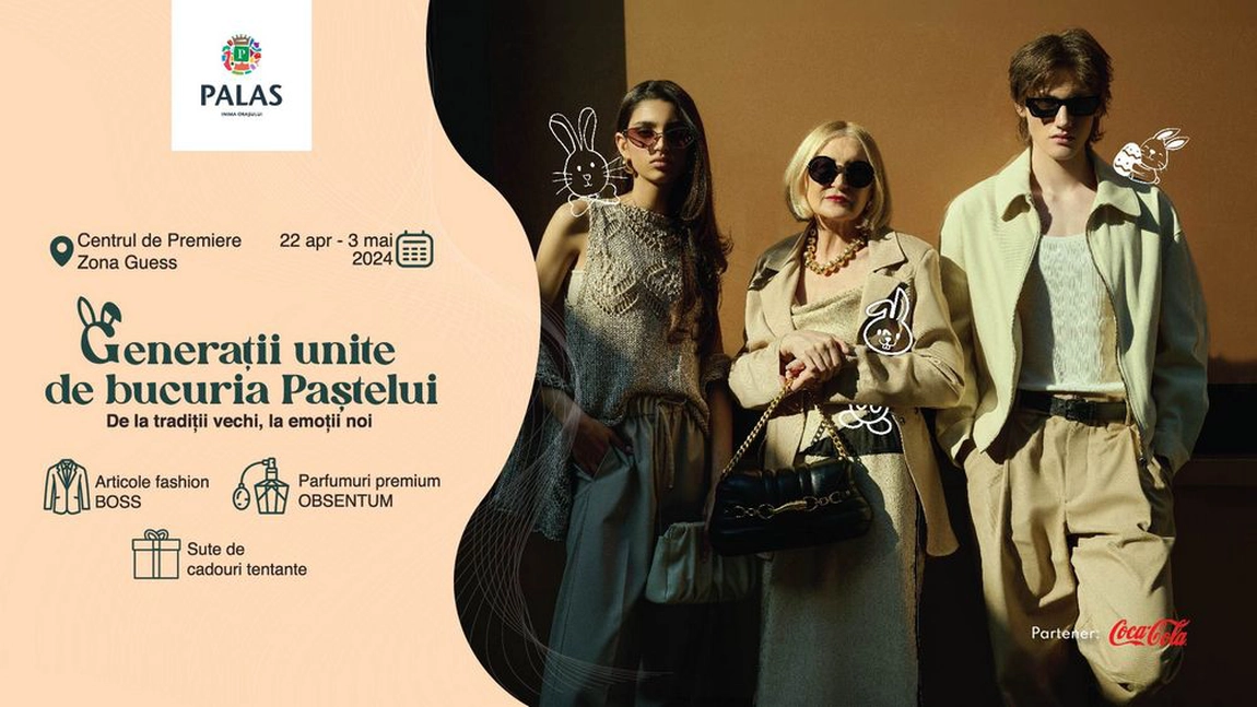 Generații unite de bucuria Paștelui” în Palas. Ajutoarele Iepurașului sunt recompensate la sesiunile de shopping, cu premii zilnice