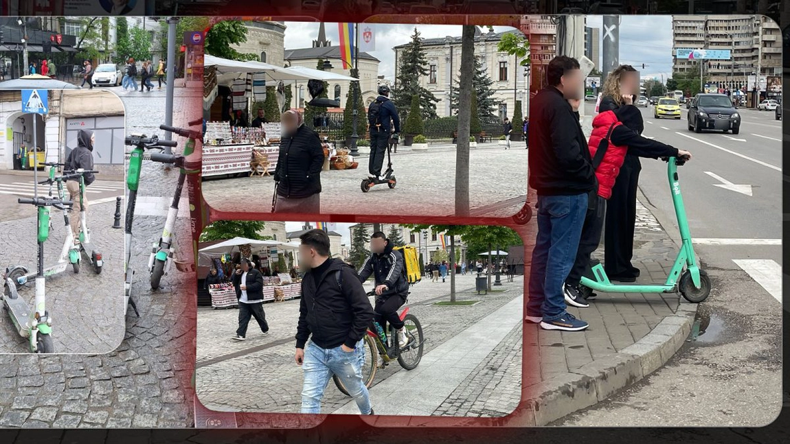 Pericol de moarte pe trotuarele din Iași. Trotinetele electrice sunt conduse haotic, fără ca vreo regulă de circulație să fie respectată: „Îmi este și frică să trec” - FOTO