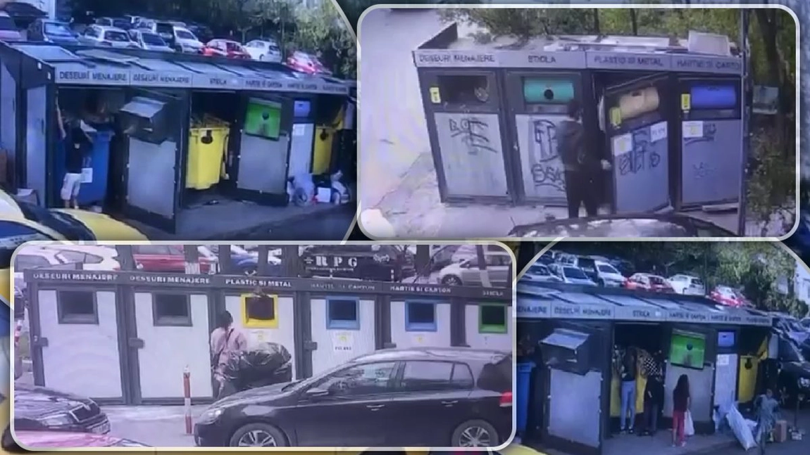 Vandalismul a scăpat de sub control în Iași! Punctele gospodărești sunt distruse de oamenii care caută PET-urile în containere: „Au început să intre prin fanta de la gunoi” - FOTO/VIDEO