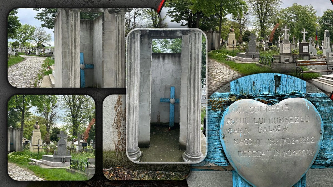 Rușinos! Mormântul lui Sabin Bălașa, din Cimitirul „Eternitatea” din Iași, a fost transformat în WC public. Urme de fecale lângă crucea marelui pictor - EXCLUSIV/FOTO