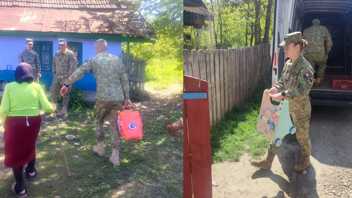 Acțiune caritabilă în comuna Țibănești. Militarii ieșeni au venit în sprijinul oamenilor nevoiași
