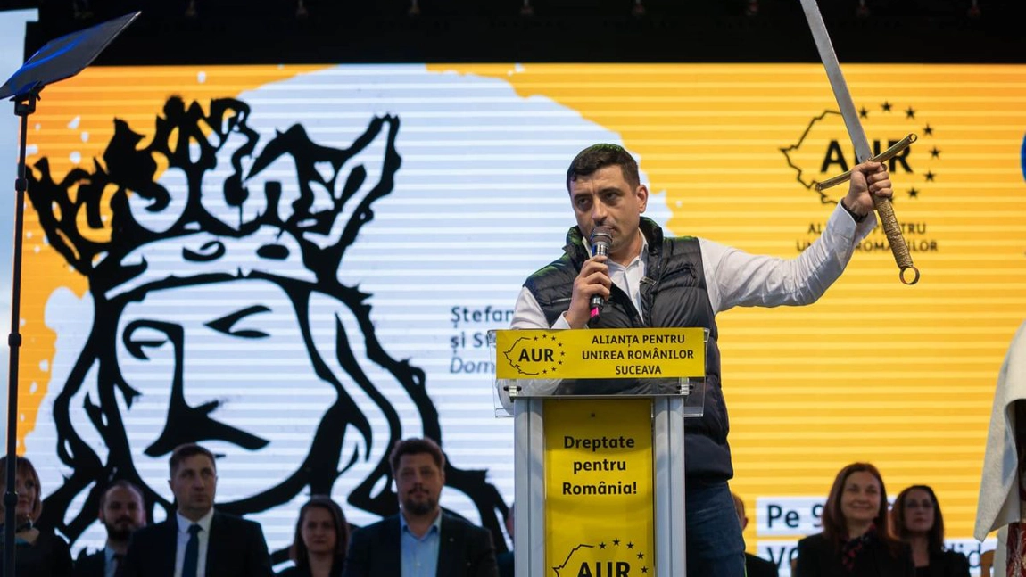 George Simion, președintele AUR: ”Măria ta, Ștefane, Măria ta, adu încoace spada ta! Lasă Arhimandritului, toată grija schitului!”