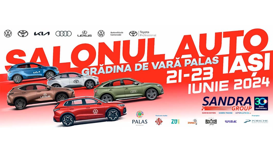 Eveniment unic în piața auto ieșeană: Peste 50 de mașini de la mărci de top expuse în Grădina Palas la Salonul Auto Iasi în perioada 21-23 iunie 2024