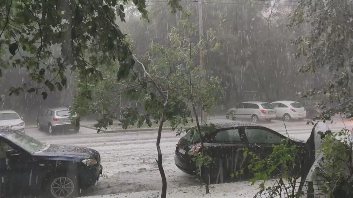 Prăpăd în București în urma fenomenelor meteo, zeci de mașini distruse din cauza copacilor căzuți