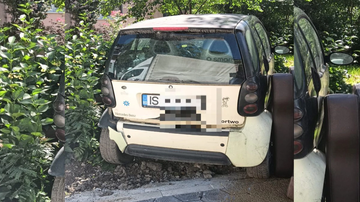 Un ieșean și-a parcat mașina direct între copaci ca să nu fie văzut. Polițiștii au „pescuit” imediat automobilul dintre tufișuri - FOTO