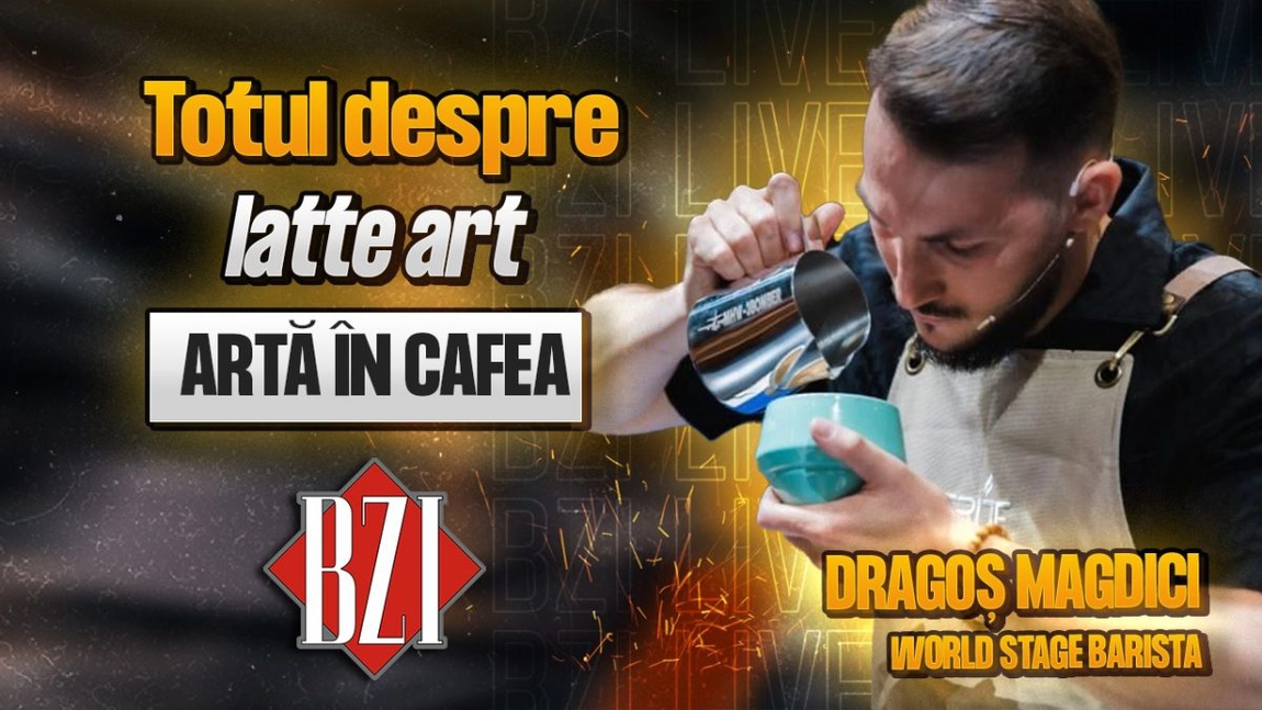 LIVE VIDEO - Artă în cafea! Dragoș Magdici, world stage barista, povestește pentru BZI LIVE totul despre latte art