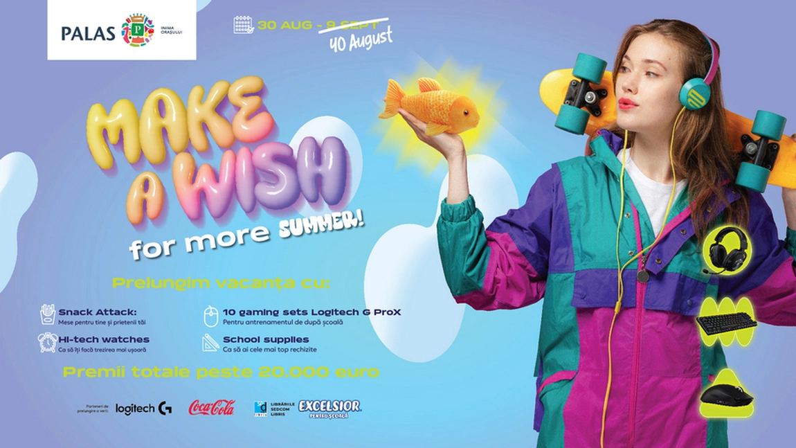 Palas Iași „prelungește” vacanța de vară cu o super campanie. Câștigă unul dintre vouchere sau un set de gaming Logitech Pro X!