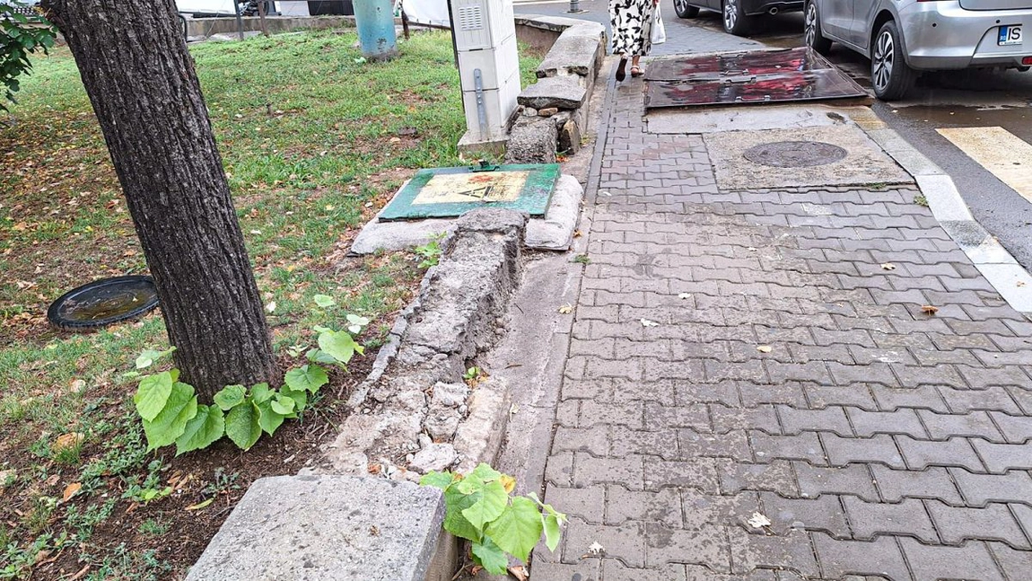 Imagini dezolante! Așa arată spațiul verde lângă una dintre cele mai importante clădiri din centrul Iașului: „Au lăsat să cadă totul”