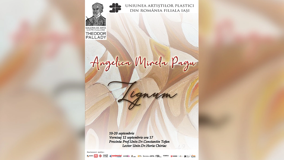 Invitație- expoziția de „LIGNUM ” semnată de artista Angelica Mirela Pagu , 10-20 SEPTEMBRIE 2024, Galeria de artă „Th. Pallady” a U.A.P.R. FILIALA IAȘI