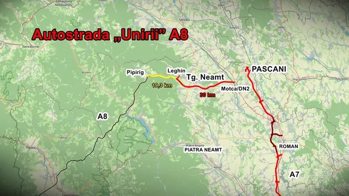 ​​Al doilea tronson din Moldova al Autostrăzii „Unirii” A8 a fost scos la licitația de proiectare și execuție