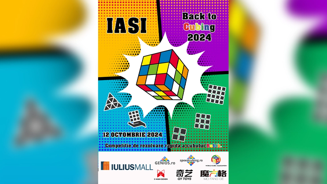 Competiție de rezolvare în viteză a cubului Rubik, la Iulius Mall Iași. Iași Back to Cubing 2024 îți aduce o comunitate pasionată de unul dintre cele mai populare jocuri din lume