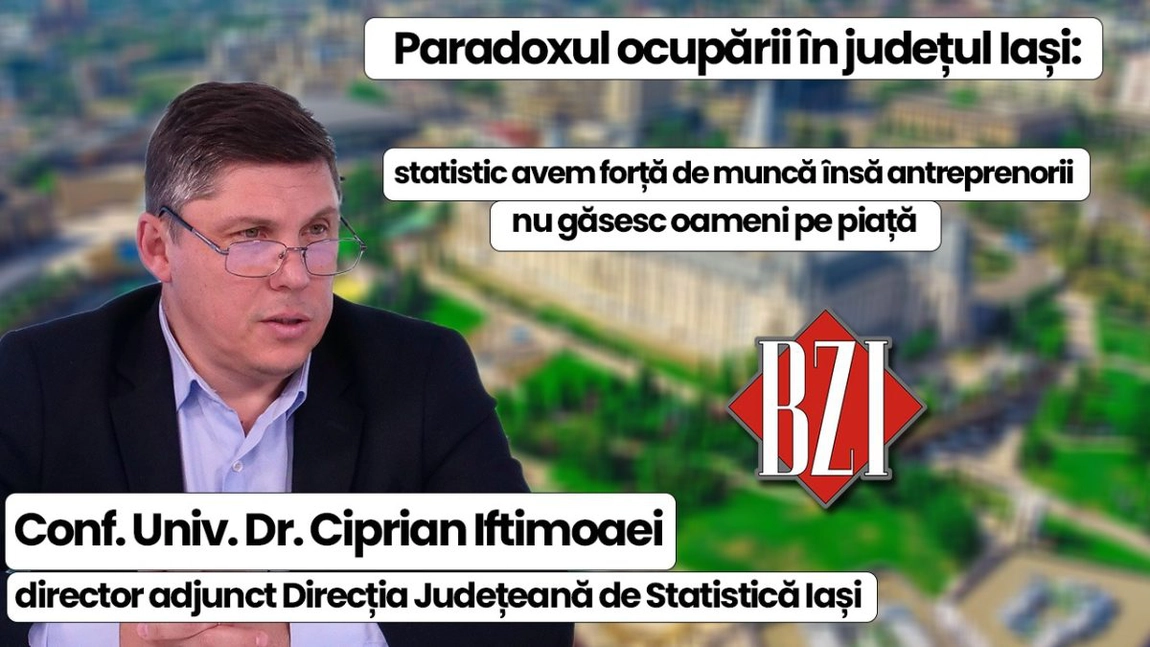 LIVE VIDEO - Statistic avem forță de muncă însă antreprenorii nu găsesc oameni pe piață. Despre acest paradox discută conf. univ. dr. Ciprian Iftimoaei, director adjunct Direcția Județeană de Statistică Iași, la BZI LIVE