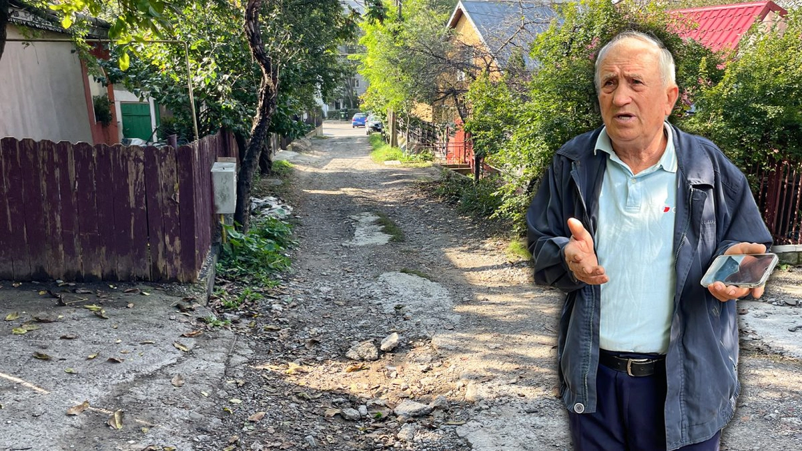 Așa arată o stradă din zona centrală a Iașului în 2024. De peste 25 de ani, cetățenii cer primăriei câțiva metri de asfalt