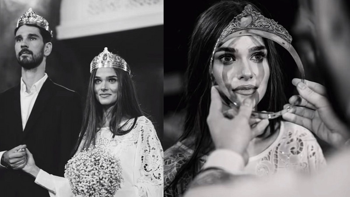 Imagini de la nunta secretă a lui Theo Rose cu Anghel Damian. Rochia de mireasă a fost una total atipică
