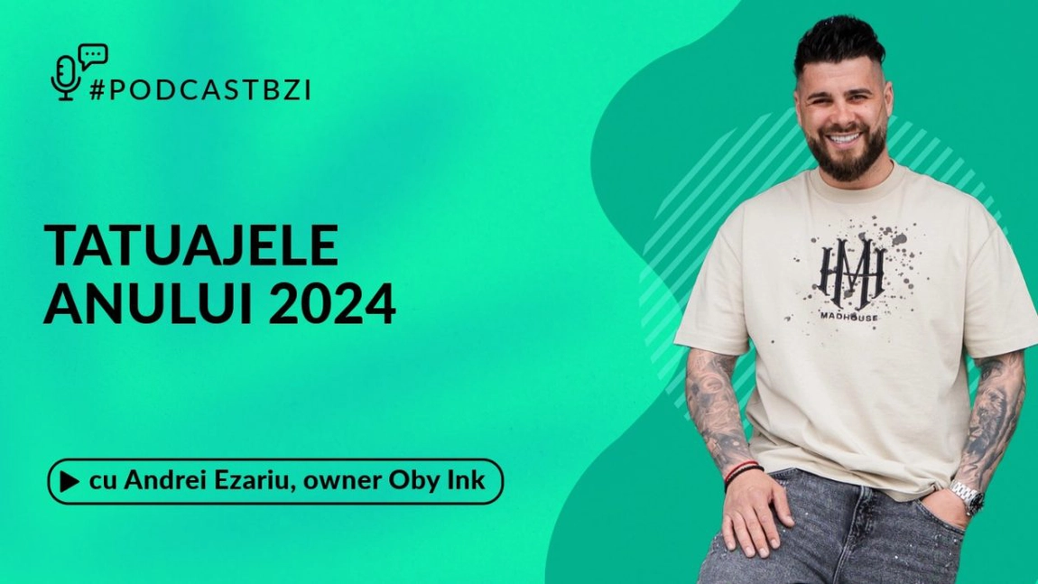 LIVE VIDEO - Despre noul salon de tatuaje și cursurile Academiei Oby Ink, cu Andrei Ezariu, fondatorul afacerii, într-un nou episod de PodcastBZI!