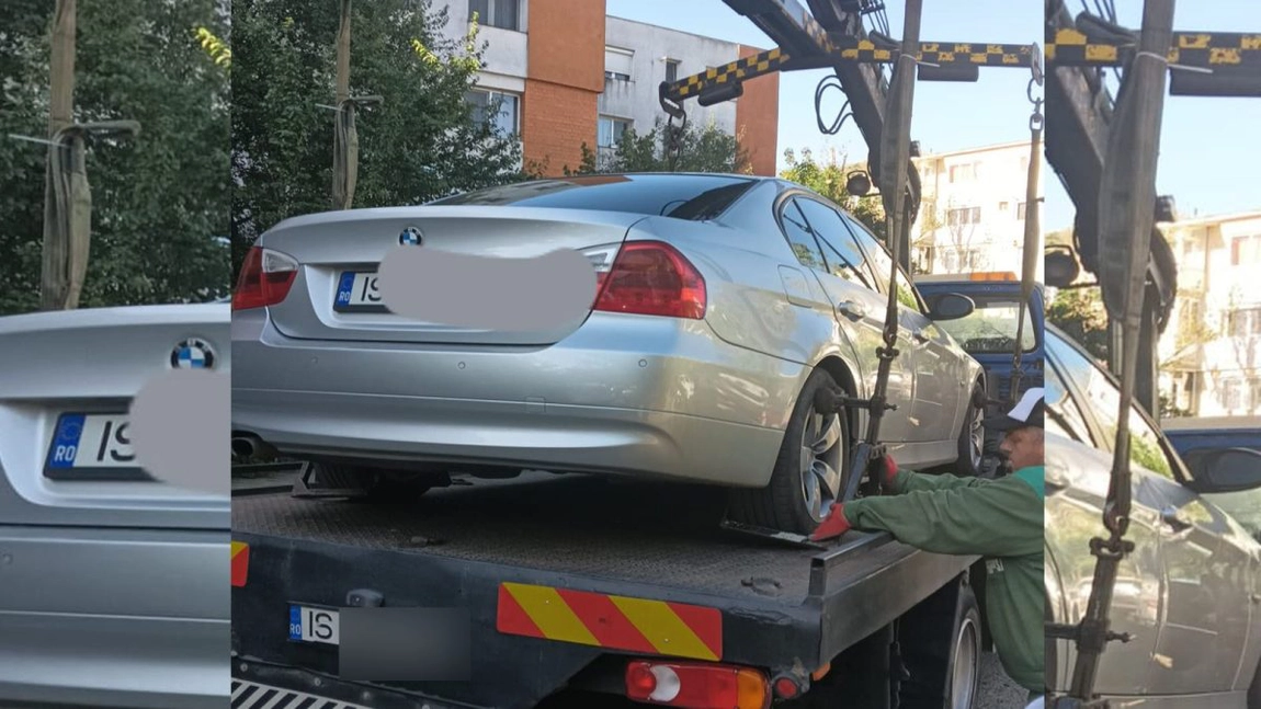 Trotuarele din Iași sunt blocate de mașini parcate. Polițiștii au ridicat vehiculele de pe strada Lascăr Catargi