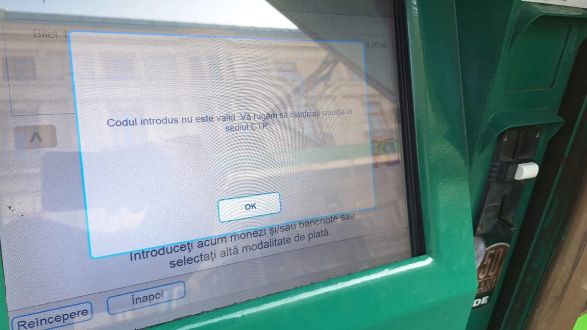 Țeapă cu voucherele de la CTP Iași. Călătorii rămân fără bani în fața automatelor, după ce cumpără bilete: „Am introdus codul și apare invalid”