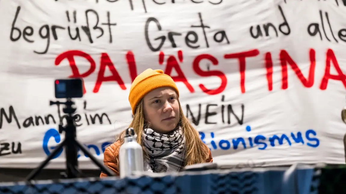 Incident șocant în Germania! Activista Greta Thunberg izbucnește în râs când declară „f-k Israel” la un miting