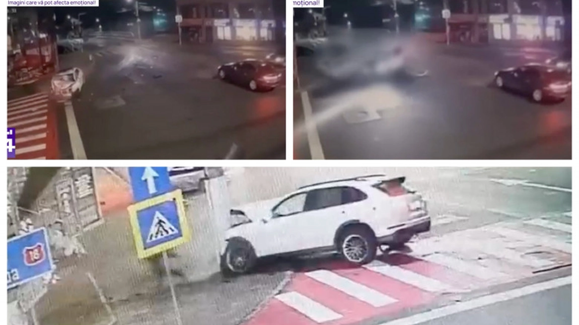 Momentul în care un bolid Porsche spulberă o mașină de poliție! Un polițist în stare gravă la spital