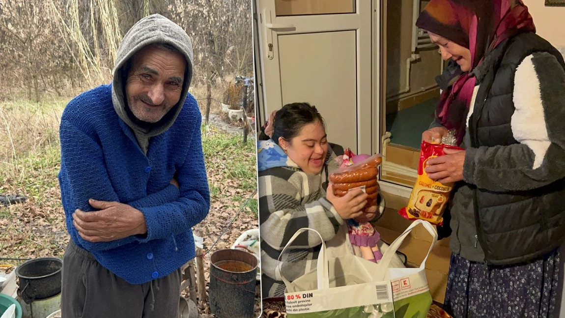 Prietenii lui Moș Crăciun au adus bucurie Casandrei Ispiri, o mamă cu o fată cu sindromul Down, și pustnicului Gheorghe care trăiește într-un bordei, în pădurea de la Ciric