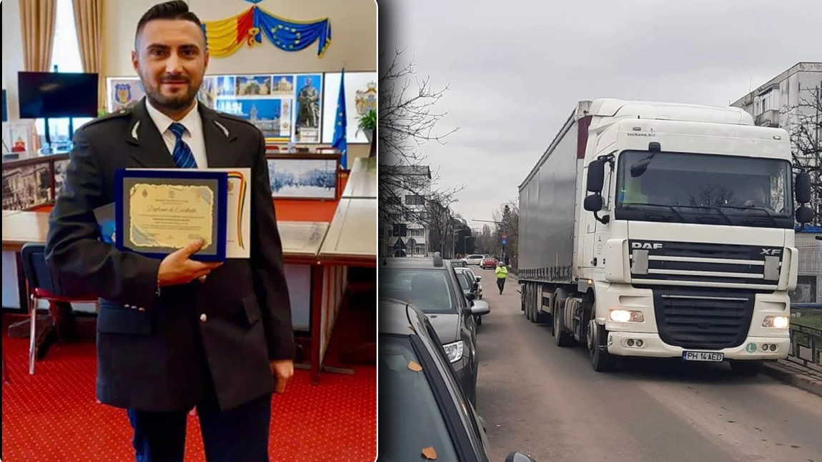 Un polițist din Iași a oprit un TIR care circula haotic prin centrul orașului. A doua zi, agentul a primit un mesaj incredibil de la șofer: „M-a lăsat fără cuvinte”