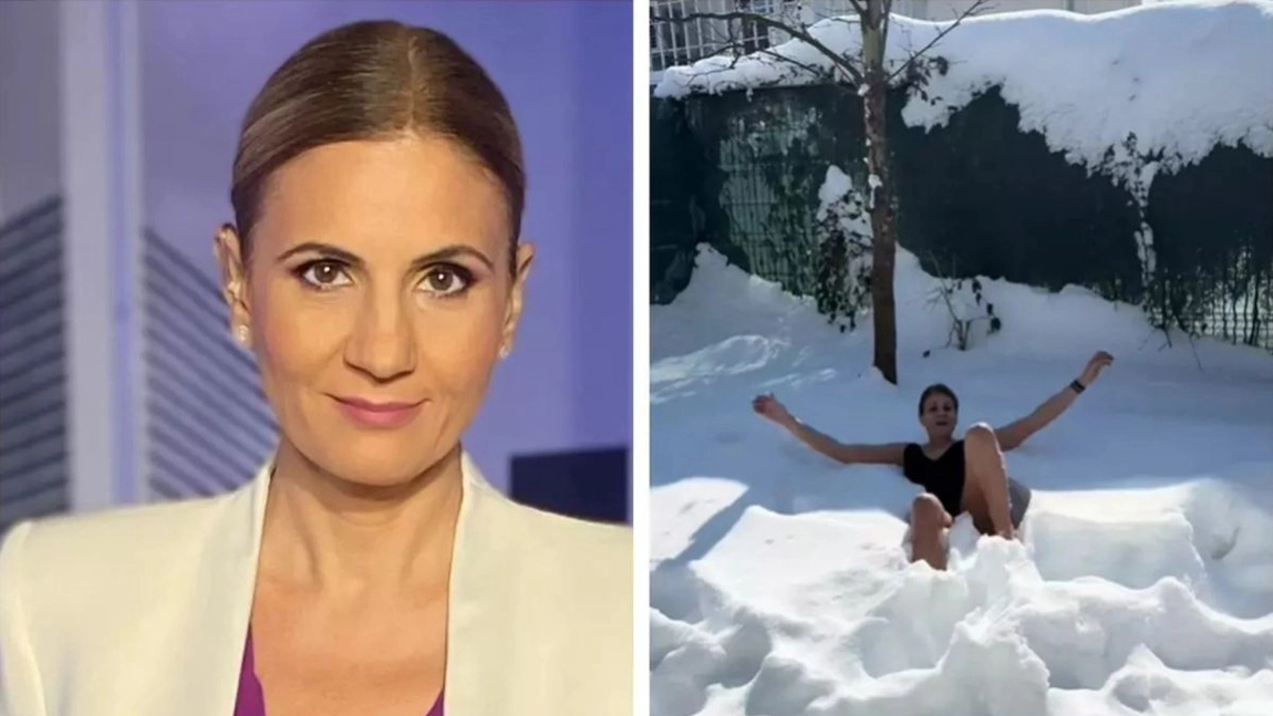 Imagini cu Anca Alexandrescu în costum de baie, în zăpadă. Prezentatoarea i-a urmat exemplul Cristelei Georgescu