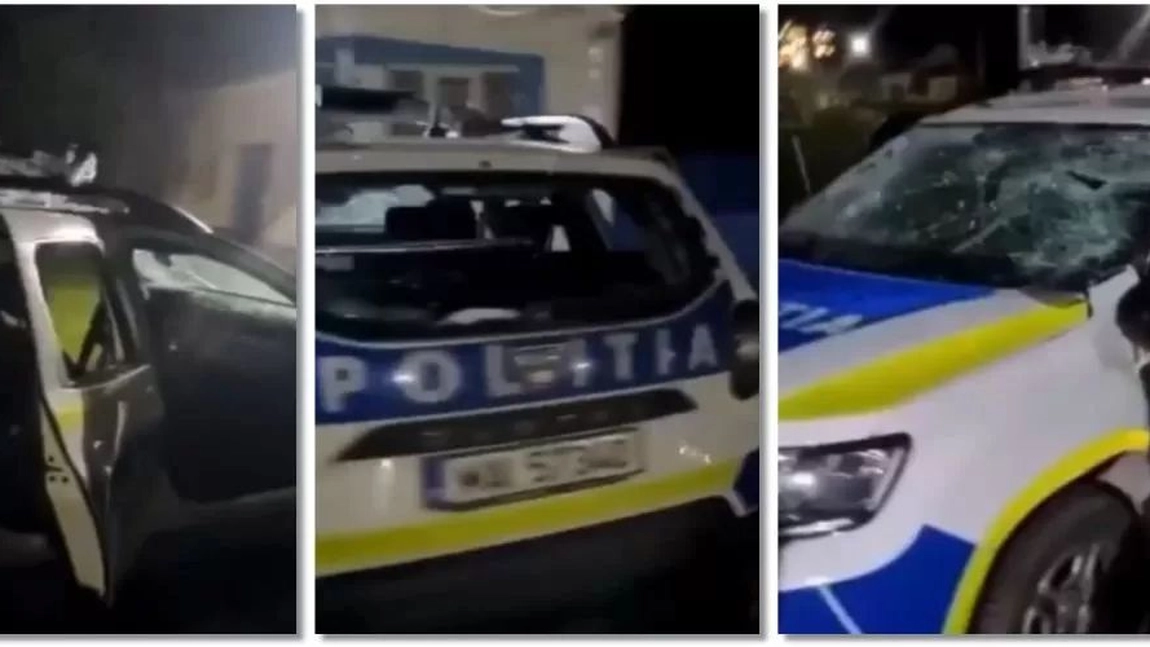 Scene desprinse din filme la Iași! Doi adolescenți au atacat un echipaj de poliție, iar apoi au distrus autospeciala cu toporul  