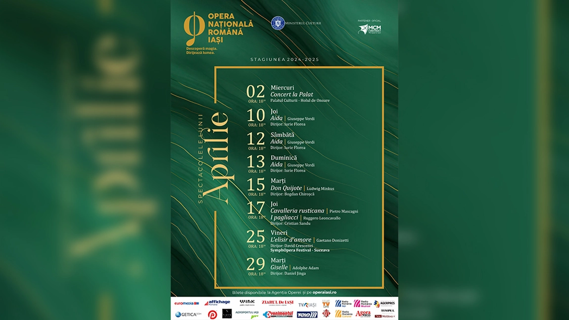 Opt spectacole ale Opera Iași în luna aprilie. Azi se pun în vânzare biletele